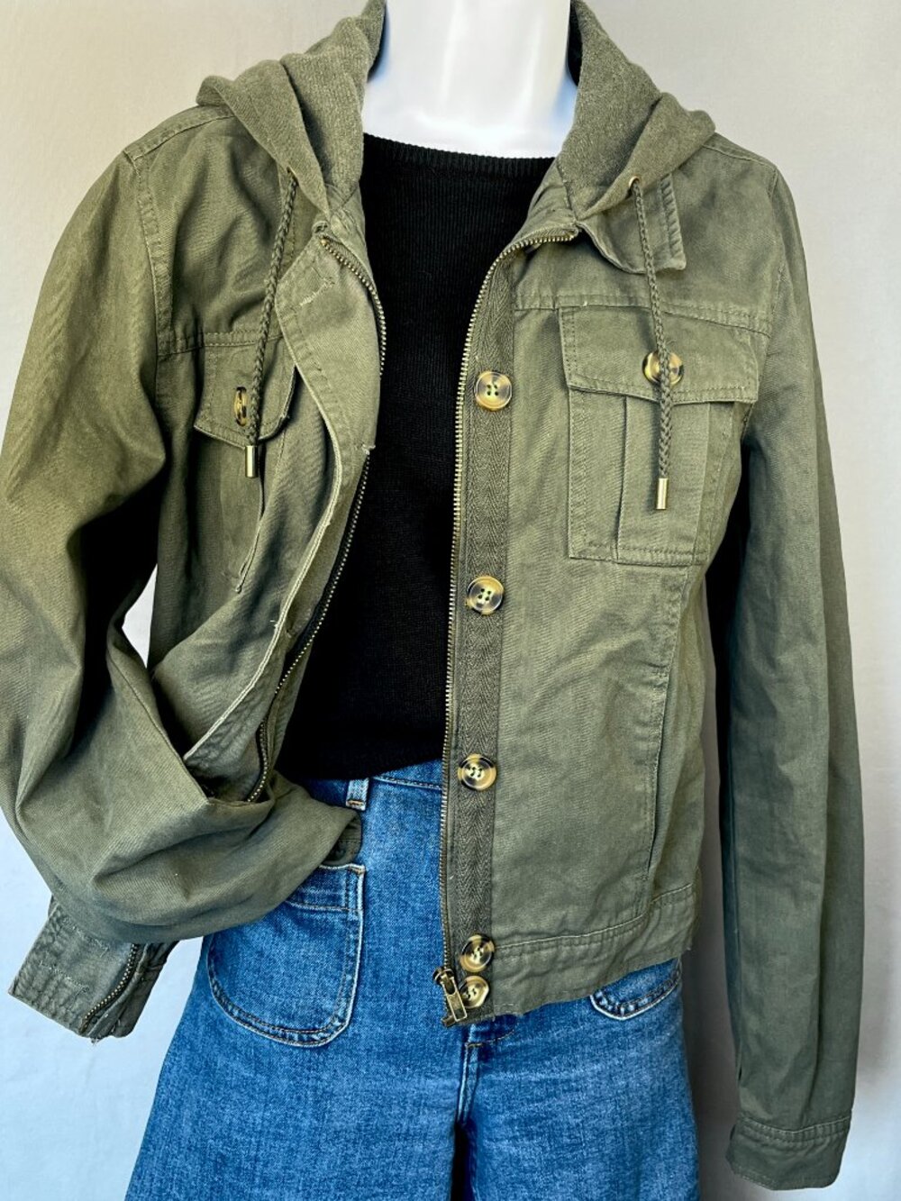 Ashley by 26 International Olive Green Utility Jacket Sz M Military Gorpcore